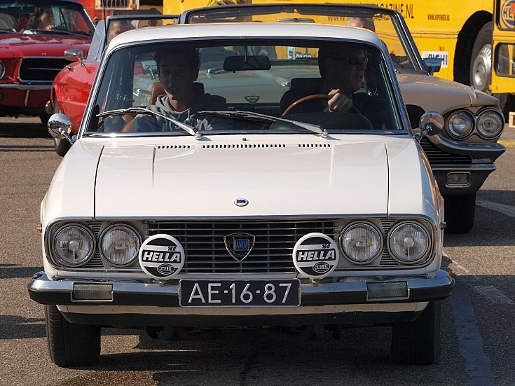 Front view of an old Lancia From the time that chrome was'in' 