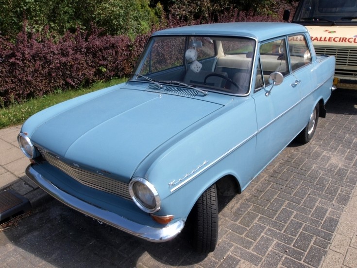 Light blue classic Opel Kadett A seen parked near Leiden The Netherlands