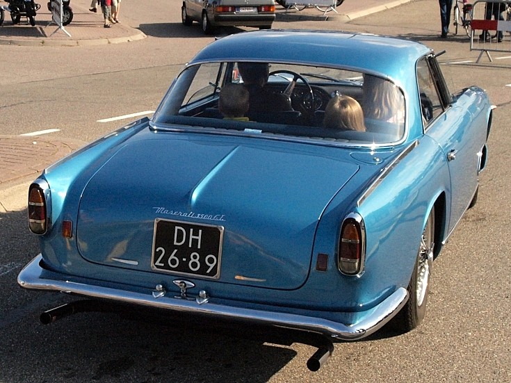 Rear view of a classic Maserati 3500 GT coup in great condition