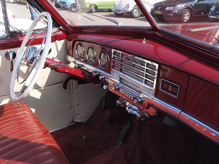 Interior of a classic Plymouth DeLuxe