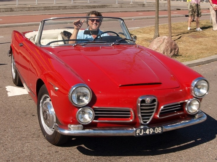 Classic Alfa Romeo 2600 Spider Very proud owner in his Alfa Romeo 2600 
