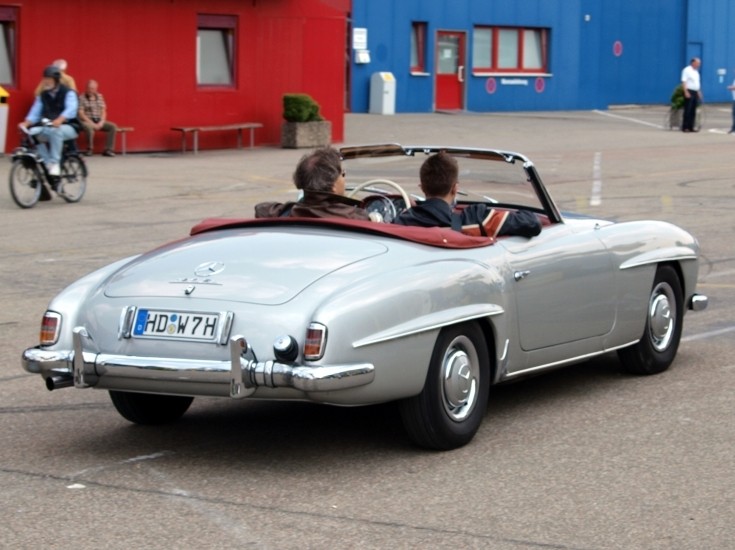 Cruising along nicely is this classic 1955 MercedesBenz 190 SL Cabrio at