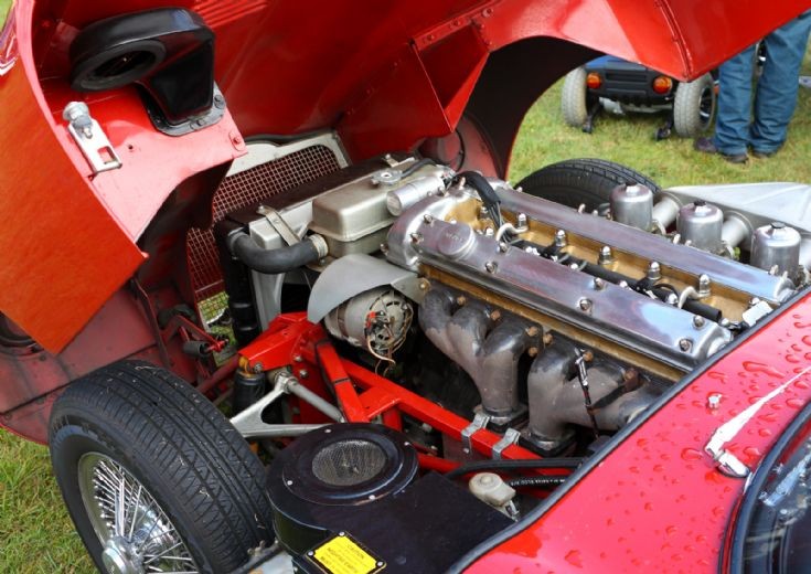 Jaguar E Type view under the bonnet