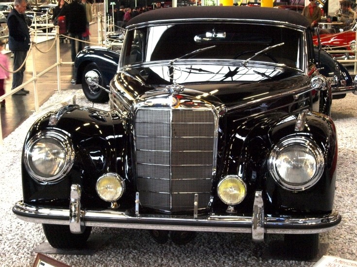 Black classic MercedesBenz 300S Cabrio seen here on display at the'Auto 