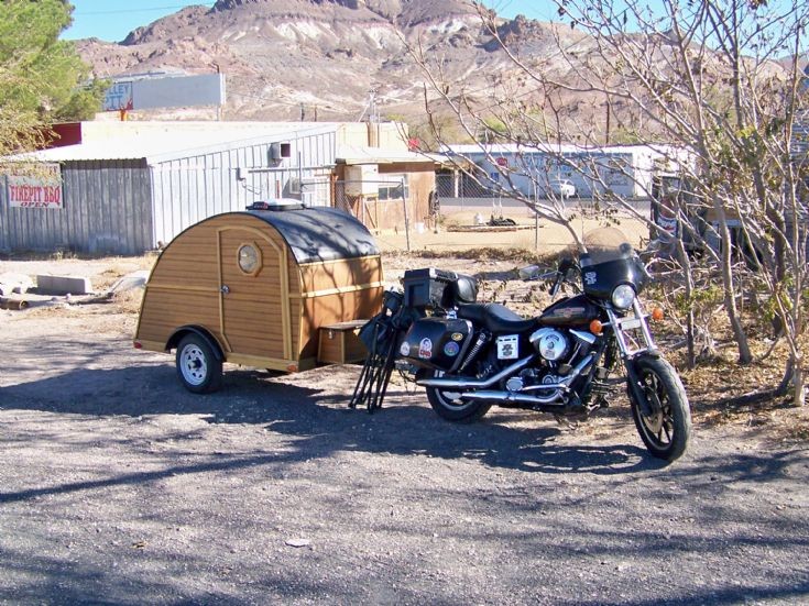 Harley with camper trailer